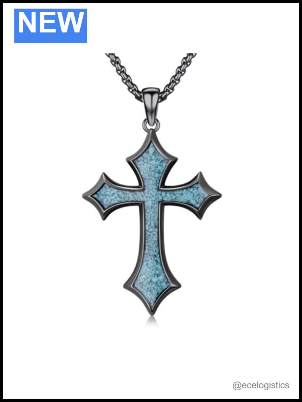 Men's 925 Sterling Silver Turquoise Cross Necklace Religious Jewelry Gift